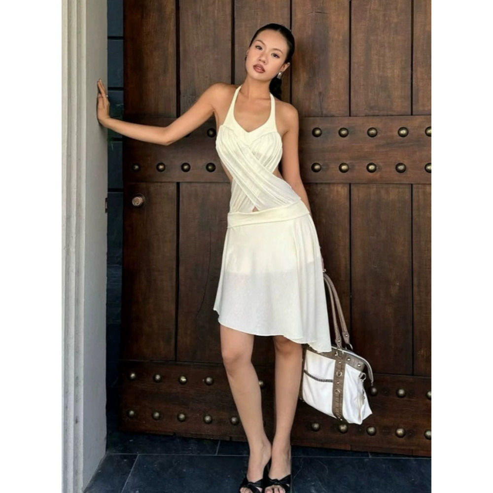Zara Summer Streetwear Halter Cutout Top Irregular Skirt Set